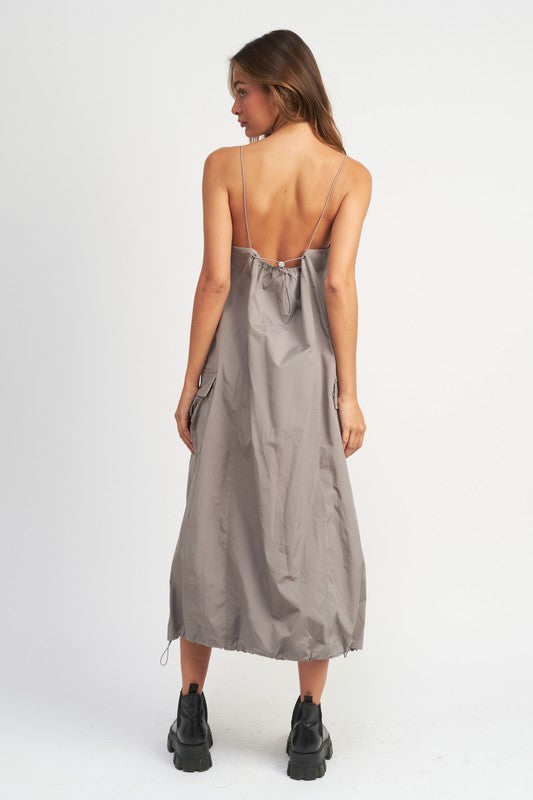 Spaghetti Strap Mid Nylon Dress