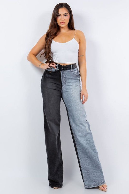 Asymmetrical Wide leg Jeans in Black