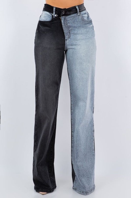 Asymmetrical Wide leg Jeans in Black
