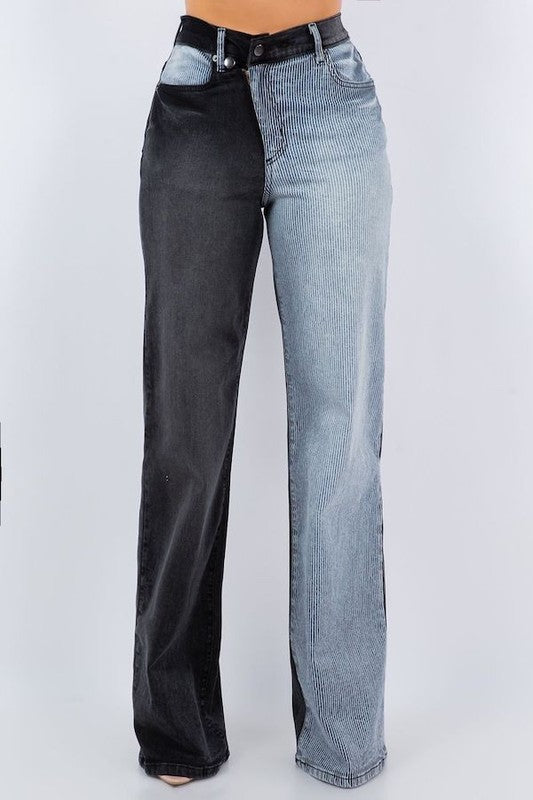 Asymmetrical Wide leg Jeans in Black