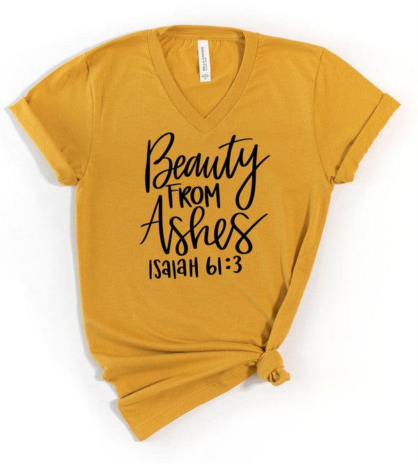 Beauty From Ashes V Neck Graphic Tee