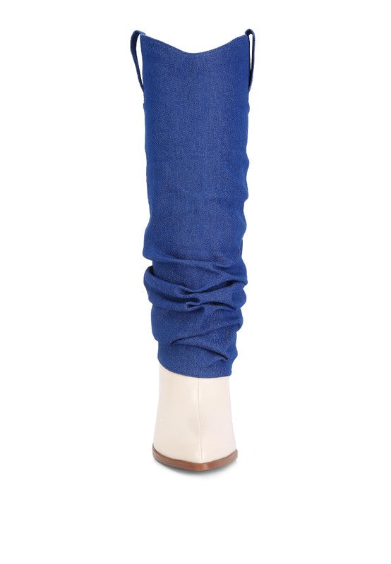 Fab Cowboy Boots With Denim Sleeve Setail