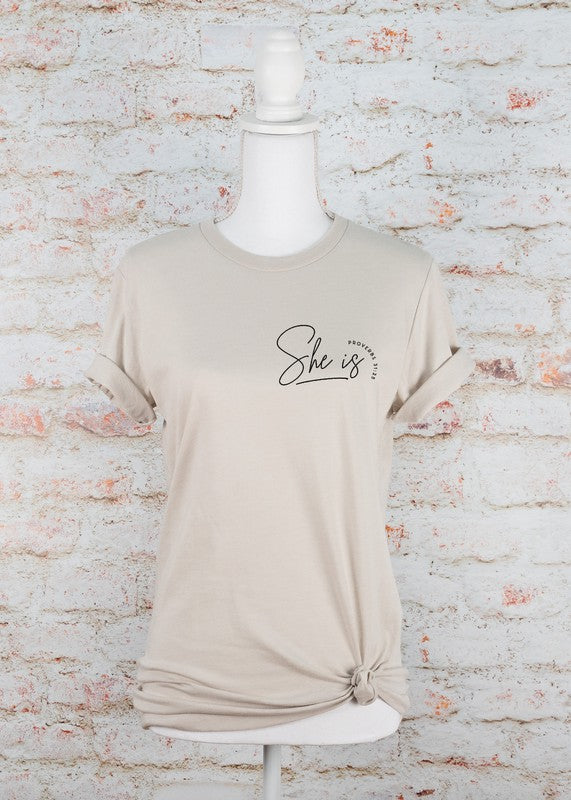 She Is Proverbs 31 25 Graphic Tee