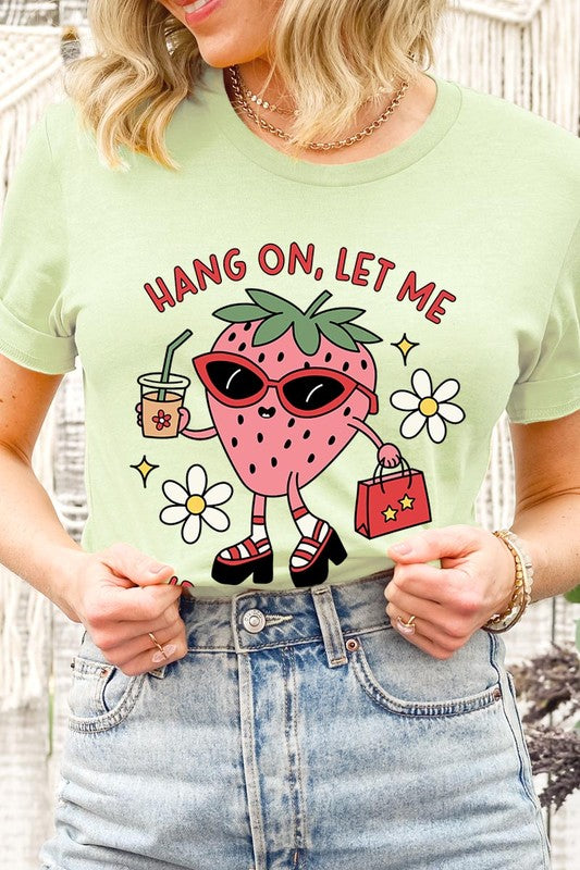 Strawberry Shopping Girl Flower Graphic T Shirts