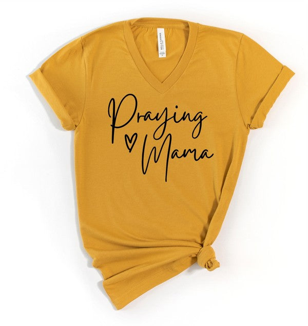 V-Neck Praying Mom Graphic Boutique Tee