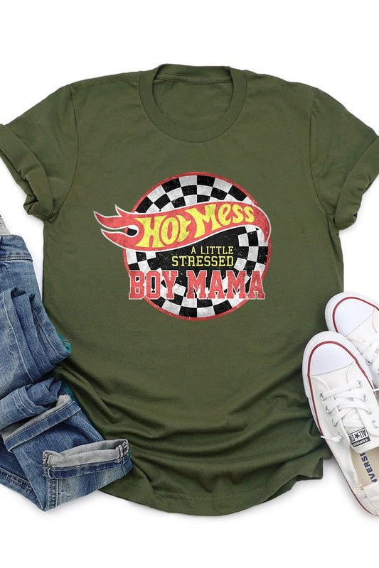 Hot Mess Boy Mama Graphic T Shirts