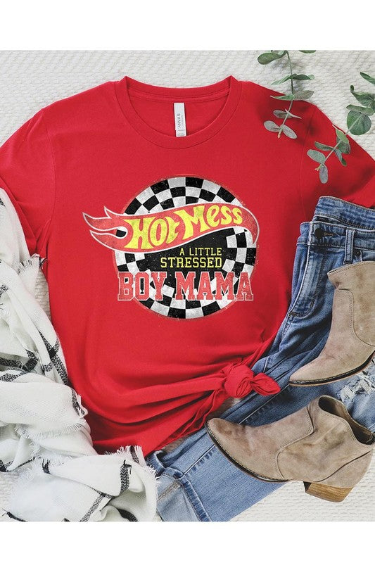 Hot Mess Boy Mama Graphic T Shirts