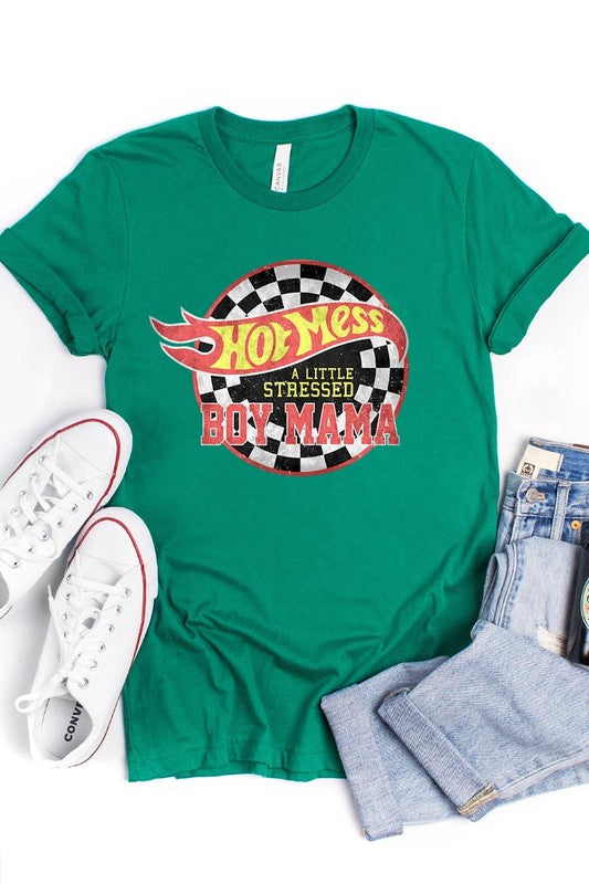 Hot Mess Boy Mama Graphic T Shirts