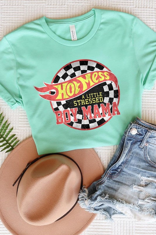 Hot Mess Boy Mama Graphic T Shirts