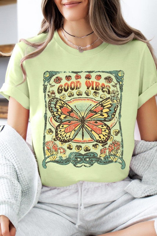 Butterfly Good Vibes Graphic T Shirts