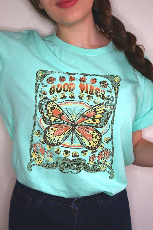 Butterfly Good Vibes Graphic T Shirts