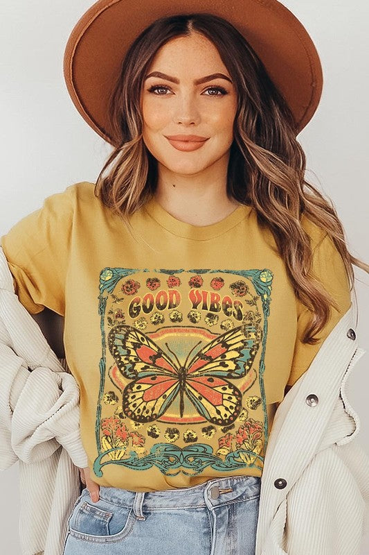 Butterfly Good Vibes Graphic T Shirts