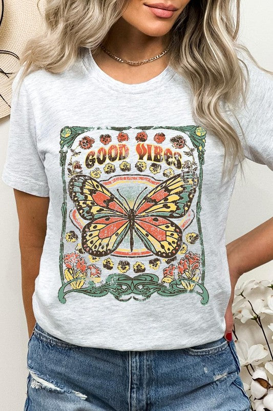 Butterfly Good Vibes Graphic T Shirts