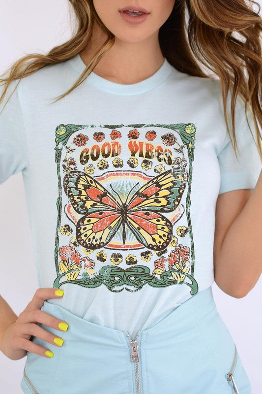 Butterfly Good Vibes Graphic T Shirts