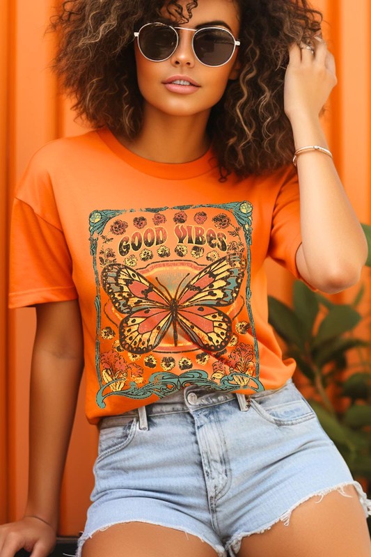 Butterfly Good Vibes Graphic T Shirts