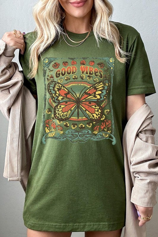 Butterfly Good Vibes Graphic T Shirts