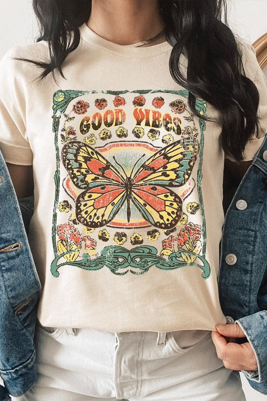 Butterfly Good Vibes Graphic T Shirts