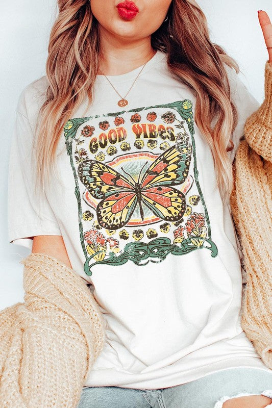 Butterfly Good Vibes Graphic T Shirts