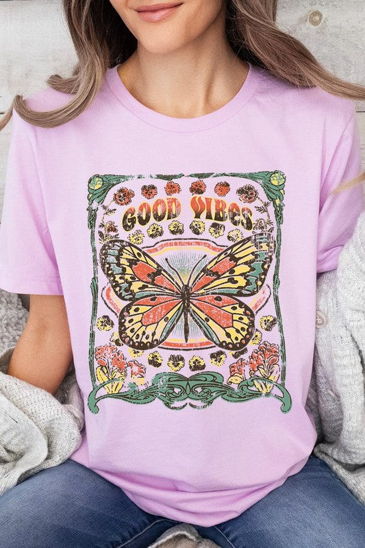 Butterfly Good Vibes Graphic T Shirts