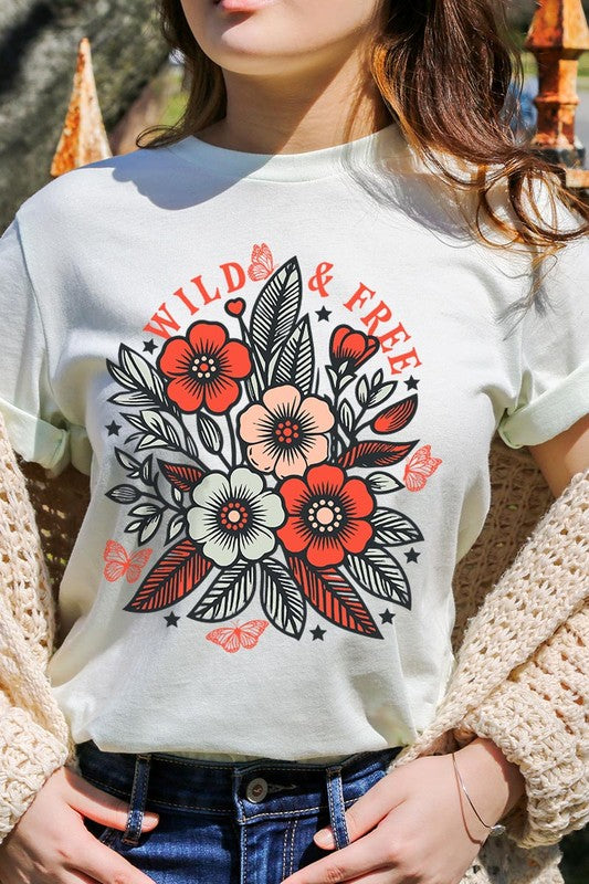 Wild Free Flowers Graphic T Shirts