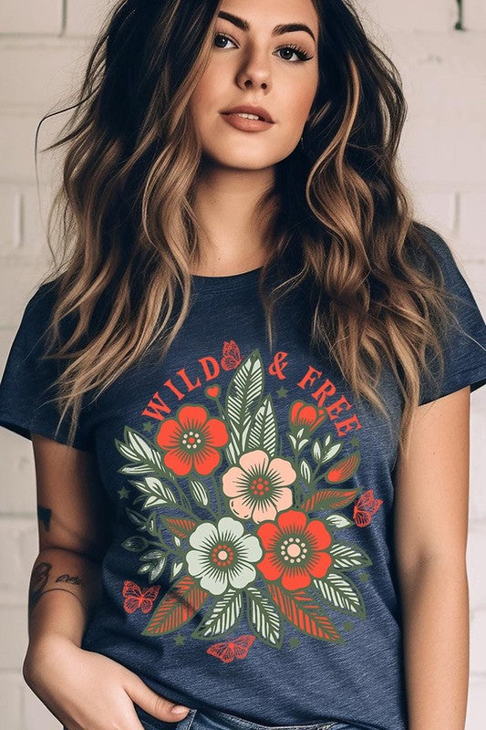 Wild Free Flowers Graphic T Shirts