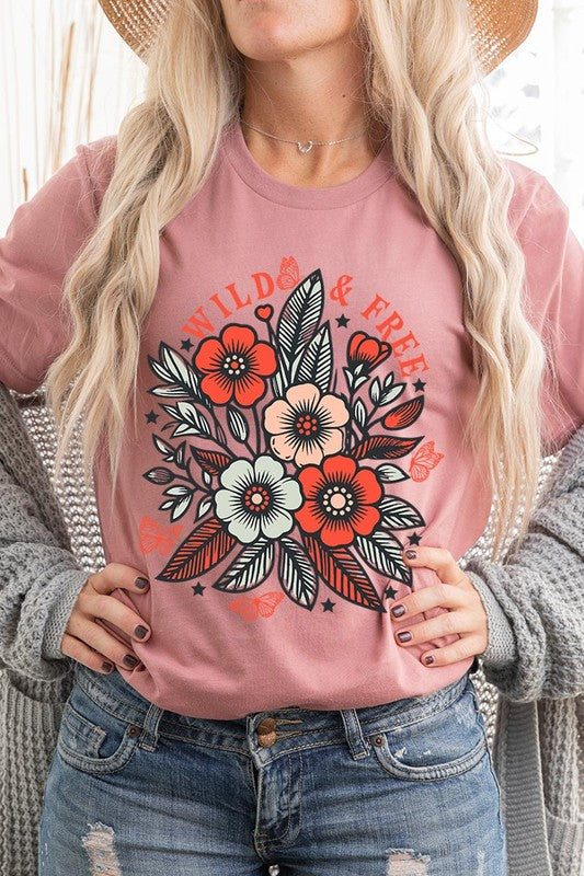 Wild Free Flowers Graphic T Shirts