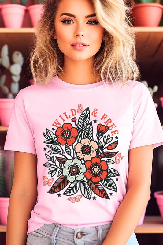 Wild Free Flowers Graphic T Shirts