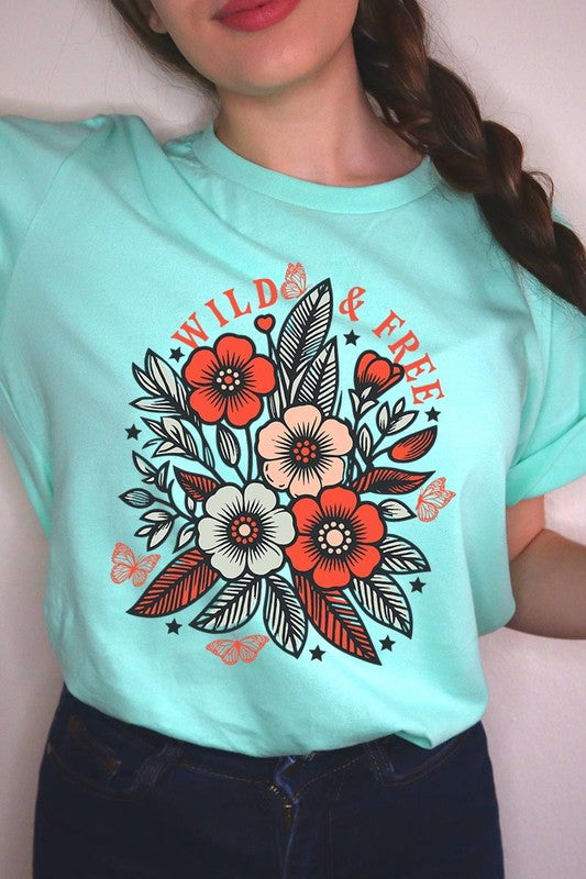 Wild Free Flowers Graphic T Shirts