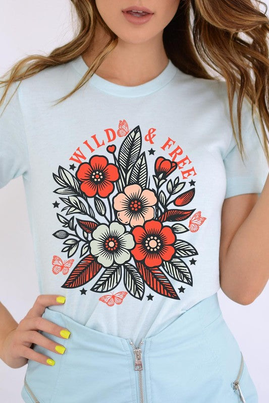 Wild Free Flowers Graphic T Shirts