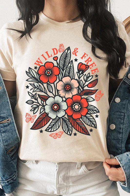 Wild Free Flowers Graphic T Shirts