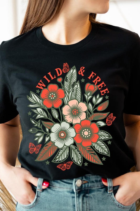 Wild Free Flowers Graphic T Shirts