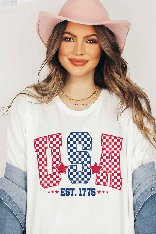 USA CHECKER GRAPHIC TEE