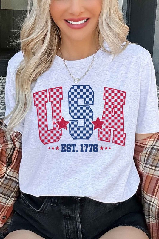 USA CHECKER GRAPHIC TEE