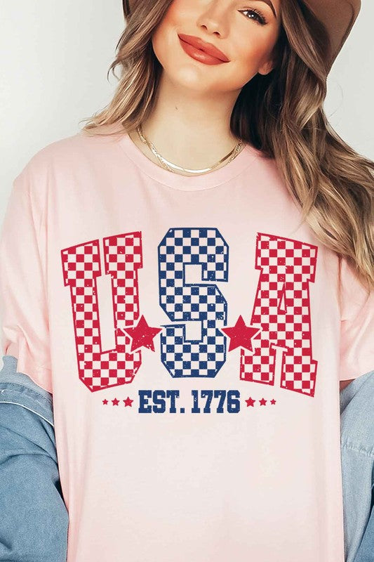 USA CHECKER GRAPHIC TEE