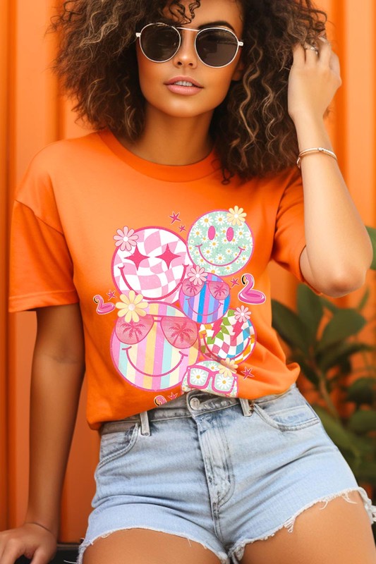 Summer Smile Face Collage Graphic T Shirts