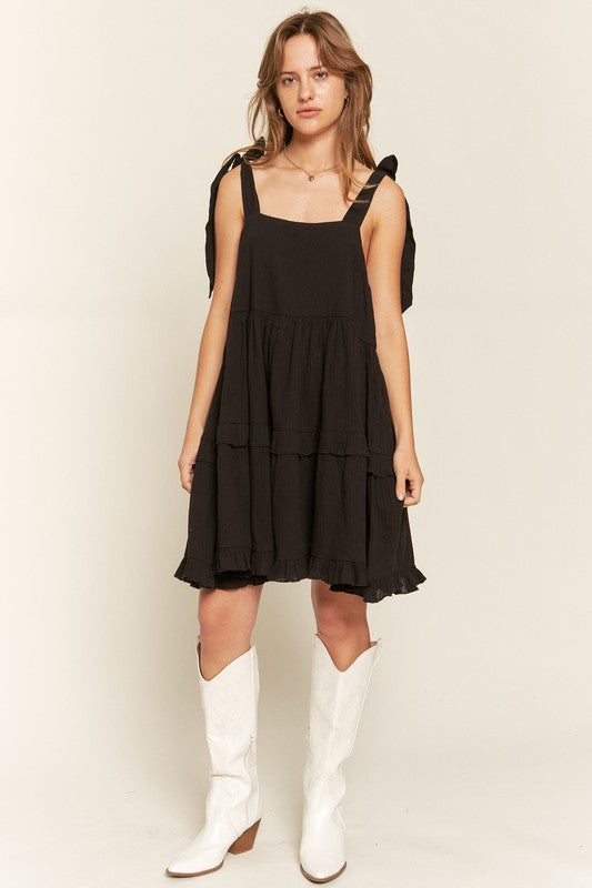 Square neck ruffle dress