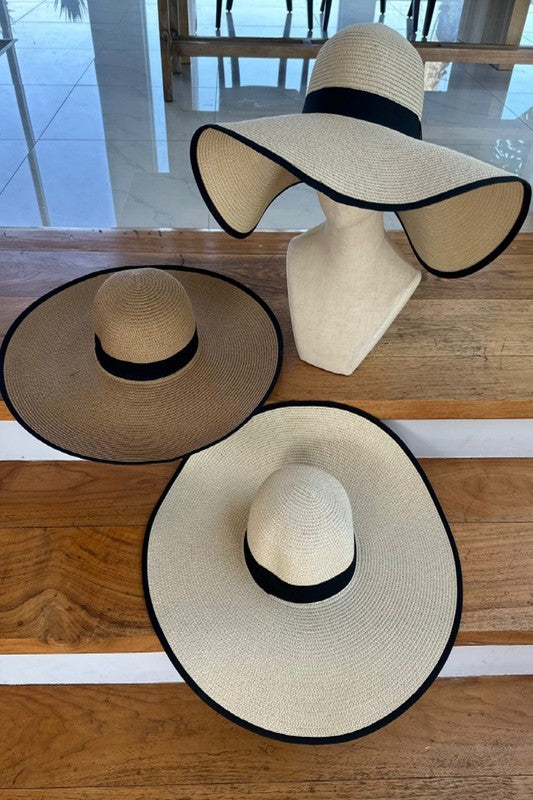 Straw Wide Brim Floppy Sun Hat