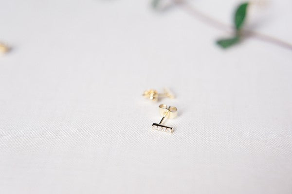 Flat Drop Crystal Bar Earrings