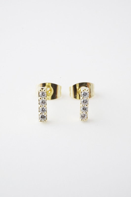 Flat Drop Crystal Bar Earrings
