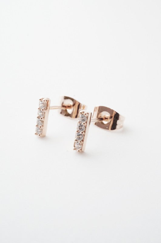 Flat Drop Crystal Bar Earrings