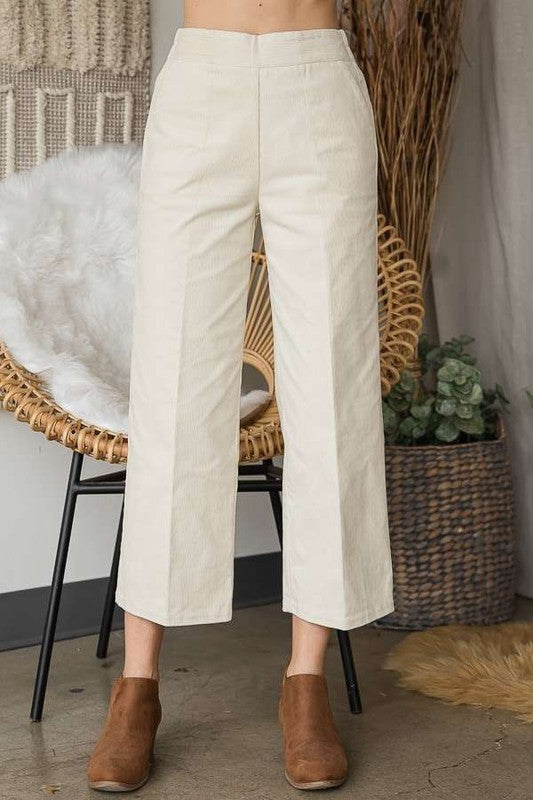 Ribbed Velvet Crop Wide Leg Pants Plus