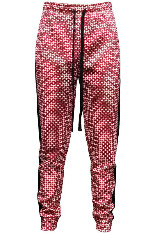 WEIV MEN'S Patterned Sweatpants with Side Stripe