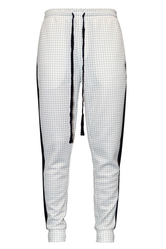 WEIV MEN'S Patterned Sweatpants with Side Stripe