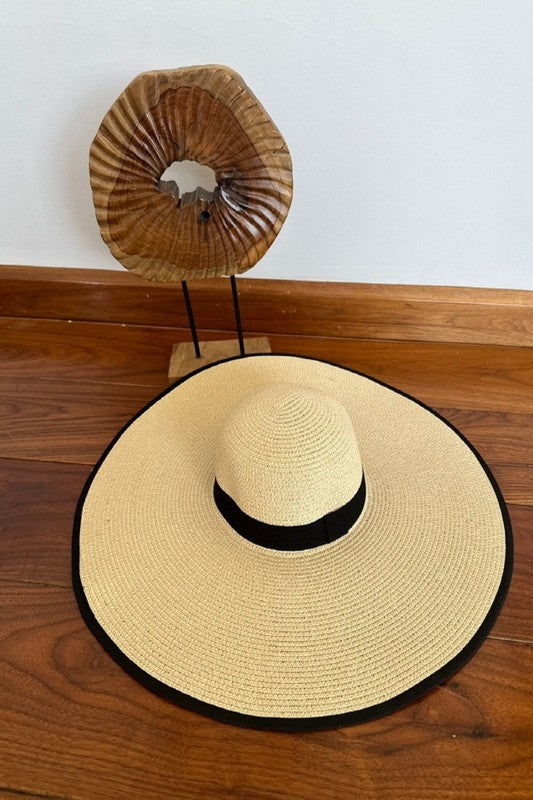Straw Wide Brim Floppy Sun Hat