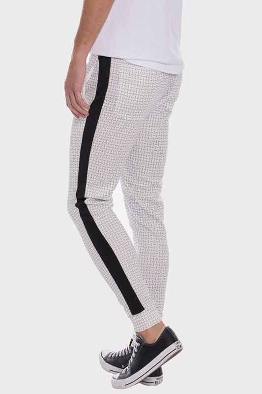 WEIV MEN'S Patterned Sweatpants with Side Stripe