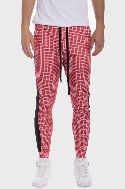 WEIV MEN'S Patterned Sweatpants with Side Stripe