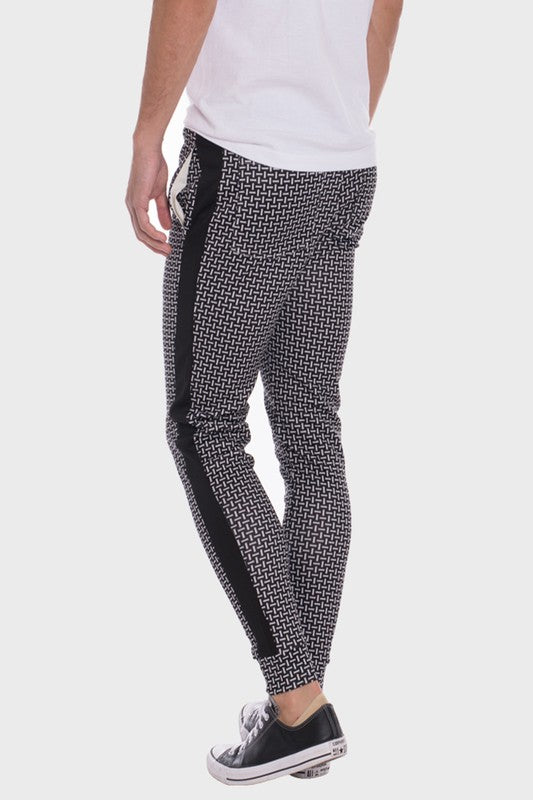 WEIV MEN'S Patterned Sweatpants with Side Stripe