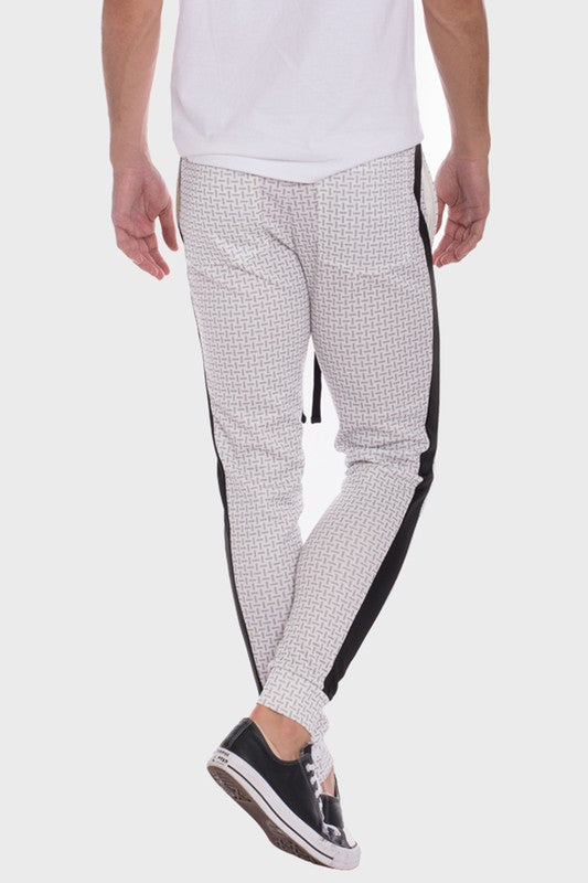 WEIV MEN'S Patterned Sweatpants with Side Stripe