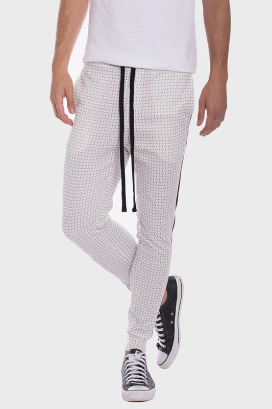 WEIV MEN'S Patterned Sweatpants with Side Stripe