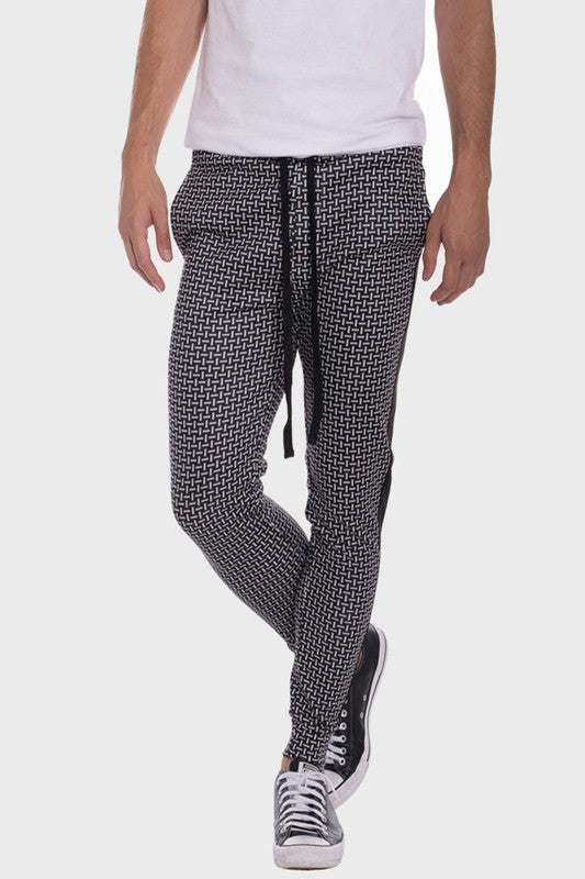 WEIV MEN'S Patterned Sweatpants with Side Stripe